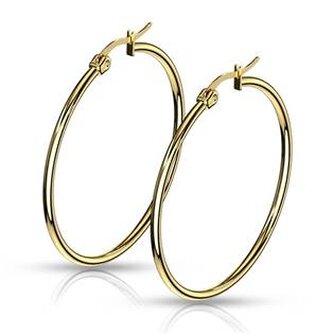 OPN1190-40 Zlacené ocelové náušnice - kruhy 40 mm