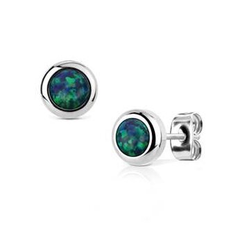 NBP77-OP19 Ocelové náušnice s opály 4 mm