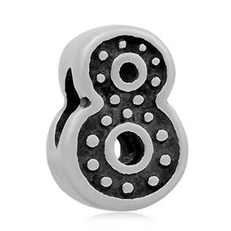 K0002-8 Navlékací ocelový přívěšek korálek - číslice "8"