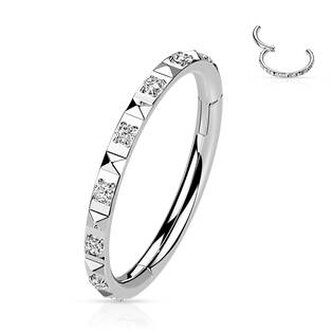 NS0049ST-1208 Segment kruh se zirkony - helix / cartilage / tragus piercing 1,2 x 8 mm