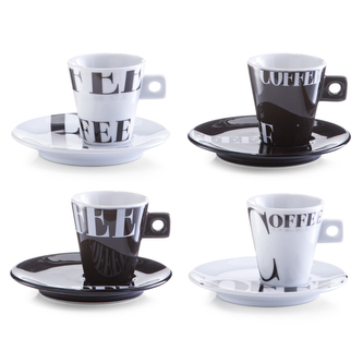 ZELLER Sada šálků s podšálkem 4ks porcelán, motiv Coffee 50ml
