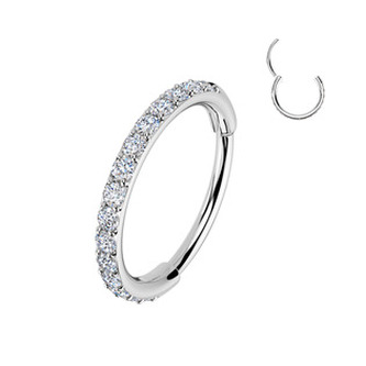 SG120-08 Ocelový piercing - segment kruh se zirkony - hvězdy