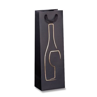 Dárková taška Stampa a Caldo 120 x 90 x 370 mm, na lahev - černá