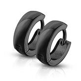 OPN1088-K Černé ocelové náušnice - kroužky