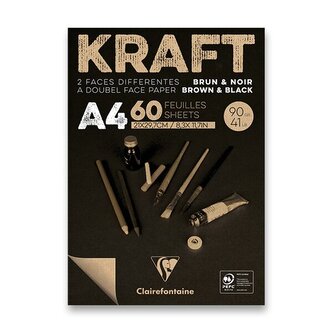 Blok Clairefontaine Brown & Black Kraft - A4, 60 listů, 90 g