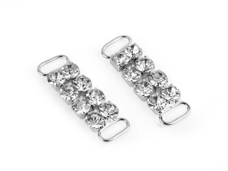 Štrasová ozdoba na oděvy a doplňky 12x37 mm - 10 ks - 1 stříbrná