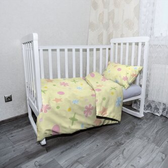 Dětské povlečení do postýlky Květiny na žluté: 130x90 / 40x60