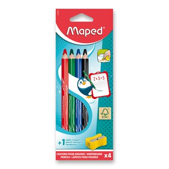 Smazatelná pastelka na školní tabulky Maped dry-erasable - 4 barvy + ořezávátko Smazatelná pastelka na školní tabulky Maped dry-erasable - 4 barvy + ořezávátko