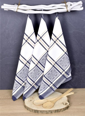 Luxusní kuchyňské utěrky, SOLE BLUE egyptská bavlna set 3 ks