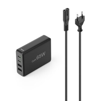 Hama USB nabíjecí stanice GaN, 2x USB-C PD, 2x USB-A QC, 65 W Hama USB nabíjecí stanice GaN, 2x USB-C PD, 2x USB-A QC, 65 W