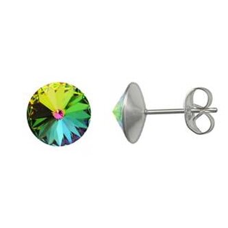 NU003-VM Ocelové náušnice Crystals from Swarovski® 6mm, VITRAIL MEDIUM