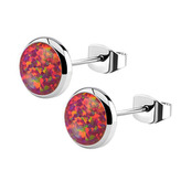 NB2-OP23 Ocelové náušnice s opálem 8 mm