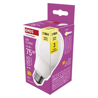 Emos LED žárovka Classic A60 / E27 / 9,5 W (75 W) / 1055 lm / teplá bílá