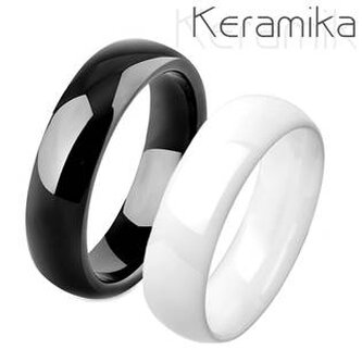 KM1000-6.KM1013 Keramické snubní prsteny černý a bílý - pár