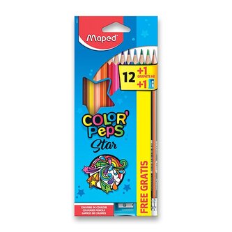 Pastelky Maped Color'Peps - 12 barev + ořezávátko a grafitová tužka Pastelky Maped Color'Peps - 12 barev + ořezávátko a grafitová tužka