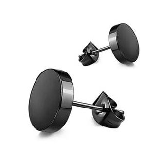 OPN1357-08 Černé ocelové náušnice placičky 8 mm