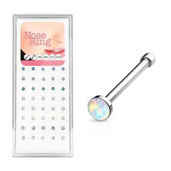 N0000-27 Sada 40ti piercingů do nosu, 2,5mm opál, tl. 0,8 mm