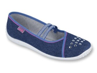 dívčí baleríny 2 gumky modré, kamínky 345Q164 - velikost 39