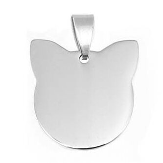 DR1234 Ocelový přívěšek destička kočičí hlava - zvířátka