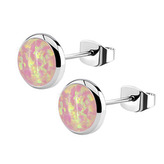 NB2-OP08 Ocelové náušnice s opálem 8 mm