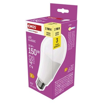 Emos LED žárovka Classic A80 / E27 / 20 W (150 W) / 2452 lm / teplá bílá