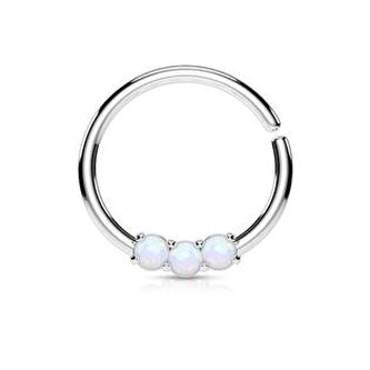 N01168-W Piercing do nosu/ucha kruh s bílými opály