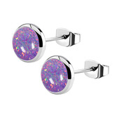 NB2-OP38 Ocelové náušnice s opálem 8 mm