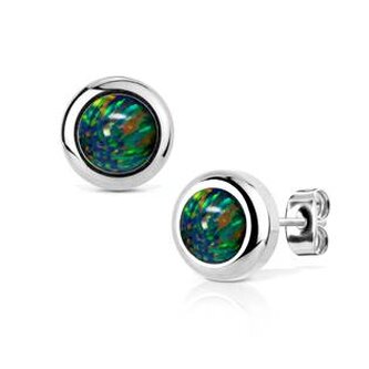 NBP75-OP32 Ocelové náušnice s opály 6 mm