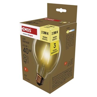 Emos LED žárovka Vintage G95 / E27 / 4,5 W (40 W) / 420 lm / teplá bílá