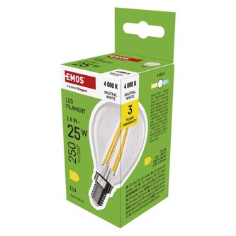 Emos LED žárovka Filament Mini Globe / E14 / 1,8 W (25 W) / 250 lm / neutrální bílá