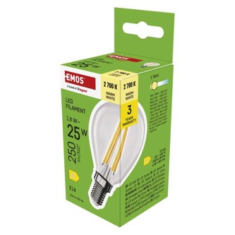 Emos LED žárovka Filament Mini Globe / E14 / 1,8 W (25 W) / 250 lm / teplá bílá
