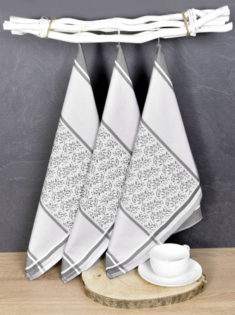 Luxusní kuchyňské utěrky, DORO GREY egyptská bavlna set 3 ks