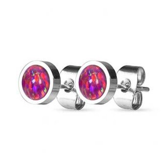 NBP71-OP23 Ocelové náušnice s opály 8 mm