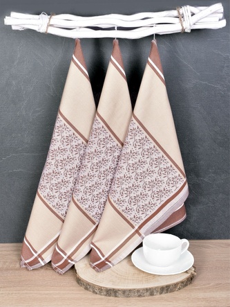 Luxusní kuchyňské utěrky, DORO BEIGE egyptská bavlna set 3 ks