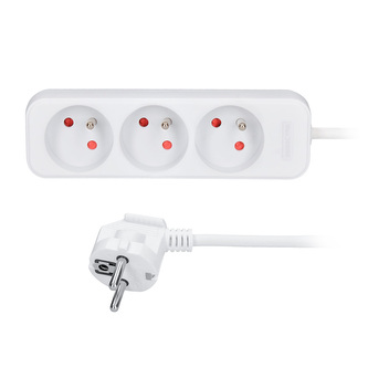 Solight prodlužovací přívod 3m, 3 zásuvky, 16A/3680W, PVC, bílý