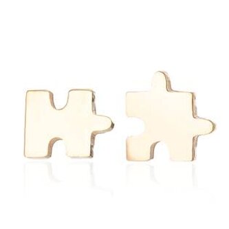 OPN1042-GD Zlacené ocelové náušnice PUZZLE