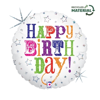 Fóliový balonek Birthday Greetings bílý – 45 cm