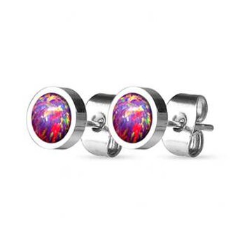 NBP71-OP39 Ocelové náušnice s opály 8 mm