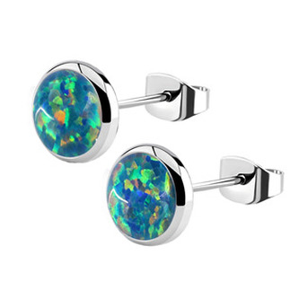 NB2-OP02 Ocelové náušnice s opálem 8 mm