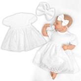 Sukničkobody s krátkým rukávkem ELIS + čelenka , 2D sada, bílé; 56/62 (0-3m)