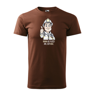 Tričko s potiskem pro hasiče Hrdina bez pláště? Ano, jsem hasič: hnědé 3XL