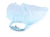 Věneček / korunka do vlasů se závojem - 1 ks - 13 modrá azuro
