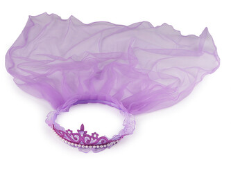 Věneček / korunka do vlasů se závojem - 1 ks - 12 fialová lila