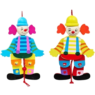 Dřevěný natahovací klaun