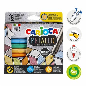 Carioca fixy Metallic, maxi hrot - 6 ks