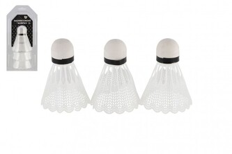 Míčky/Košíčky na badminton bílé 3ks plast v blistru 11x22cm