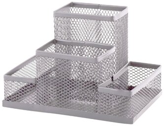 stojánek drátěný víceúčelový Combo stříbrný 4 přihrádky