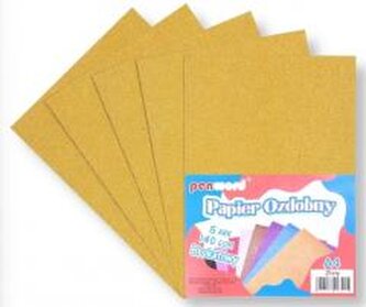 Papier ozdobny A4 brokatowy 140g złoty 5ark