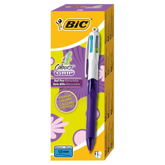 Długopis 4-kol. 4 Colours Grip fiol. wkł. turkus, róż, fiol, ziel., BiC