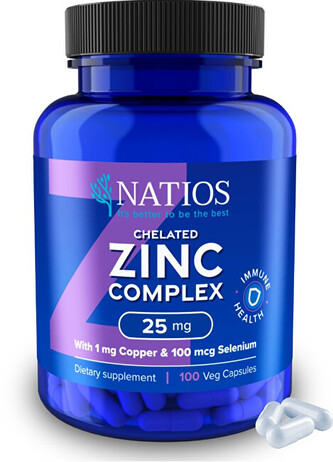 Natios Zinc Chelated Complex - Zinek, selen a měď 25 mg 100 veganských kapslí